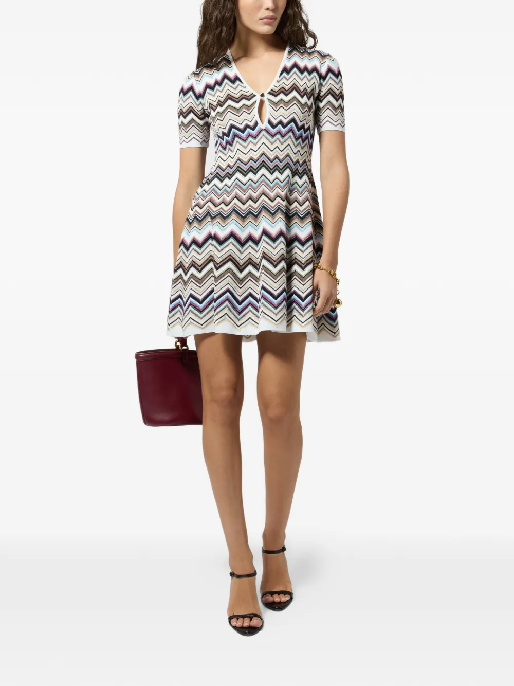 Missoni Jurk met zigzag-patroon en V-hals Wit