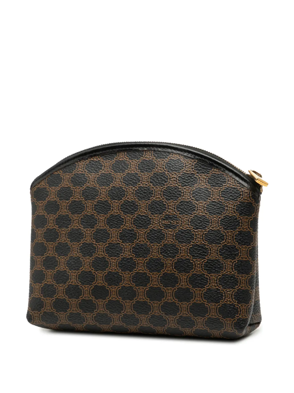 Pre-owned Celine 1997 Macadam Coated Canvas Pouch In Black