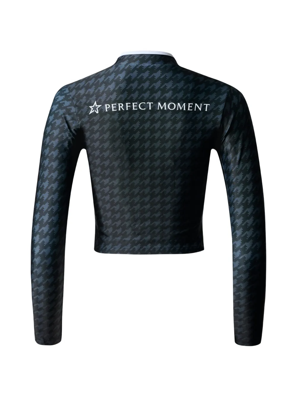 Perfect Moment Long Sleeve Houndstooth Rash Guard Top in Black, view 2