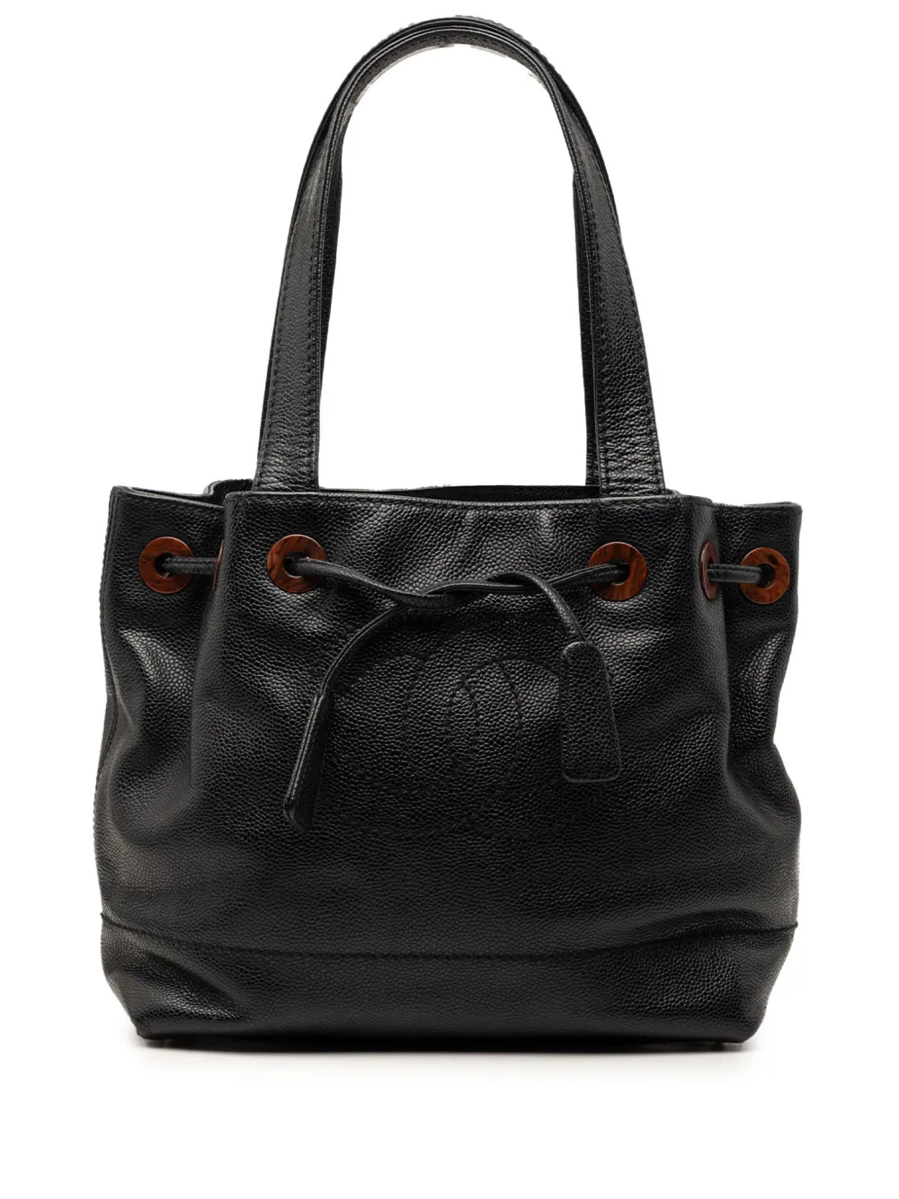 CHANEL Pre-Owned 2002-2003 CC Caviar Drawstring tote bag - Nero