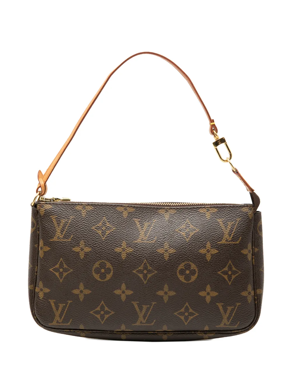 Pre-owned Louis Vuitton 2002 Monogram Pochette Accessoires Shoulder Bag In Brown