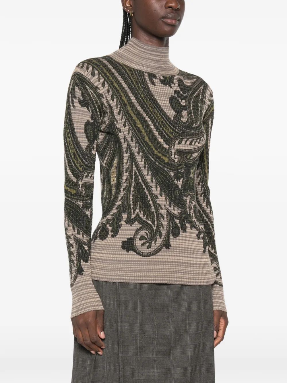 ETRO paisley-print high-neck sweater Beige