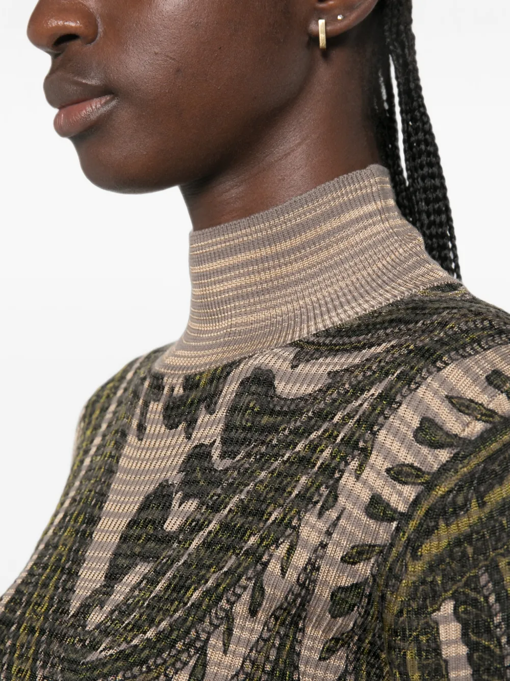 ETRO paisley-print high-neck sweater Beige