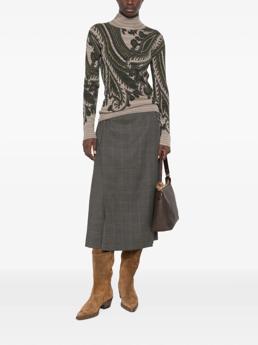 ETRO paisley-print high-neck sweater Beige