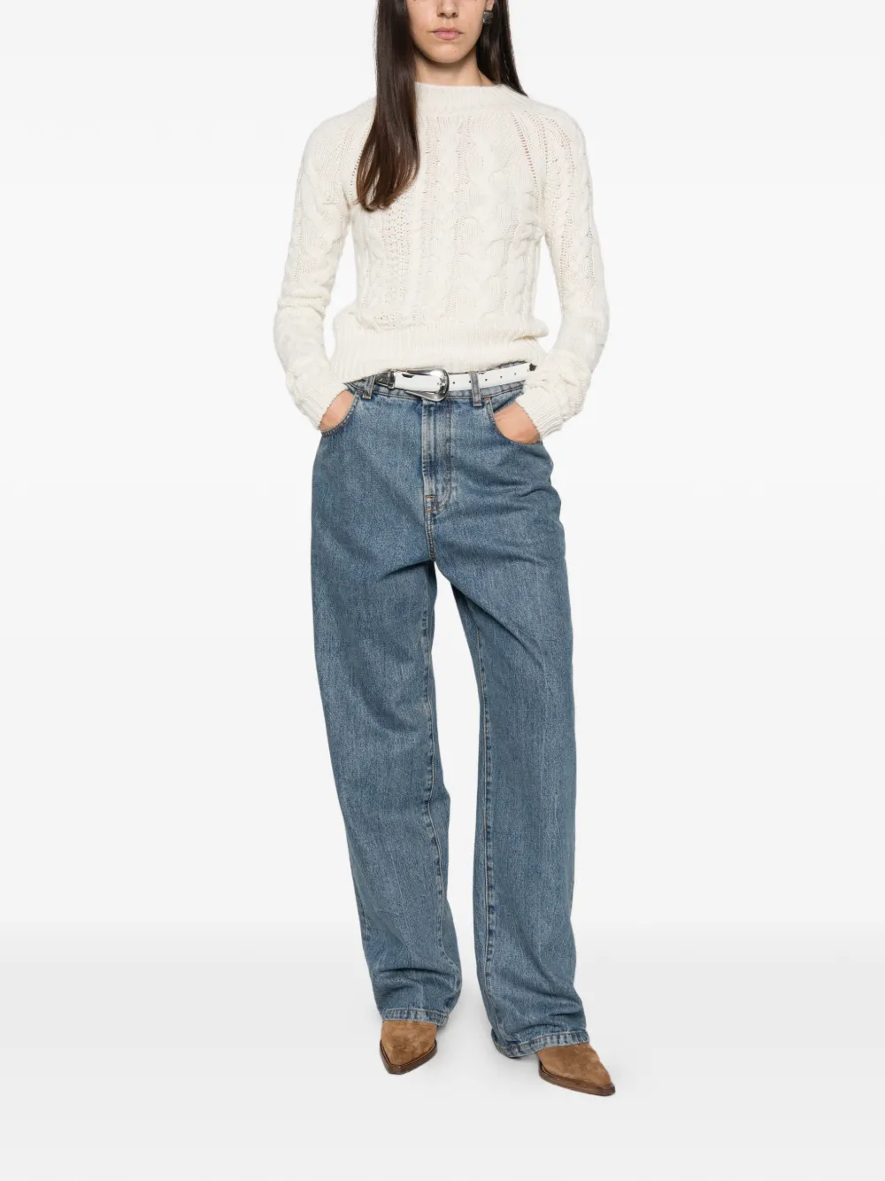 Ermanno Scervino Kabelgebreide trui Wit