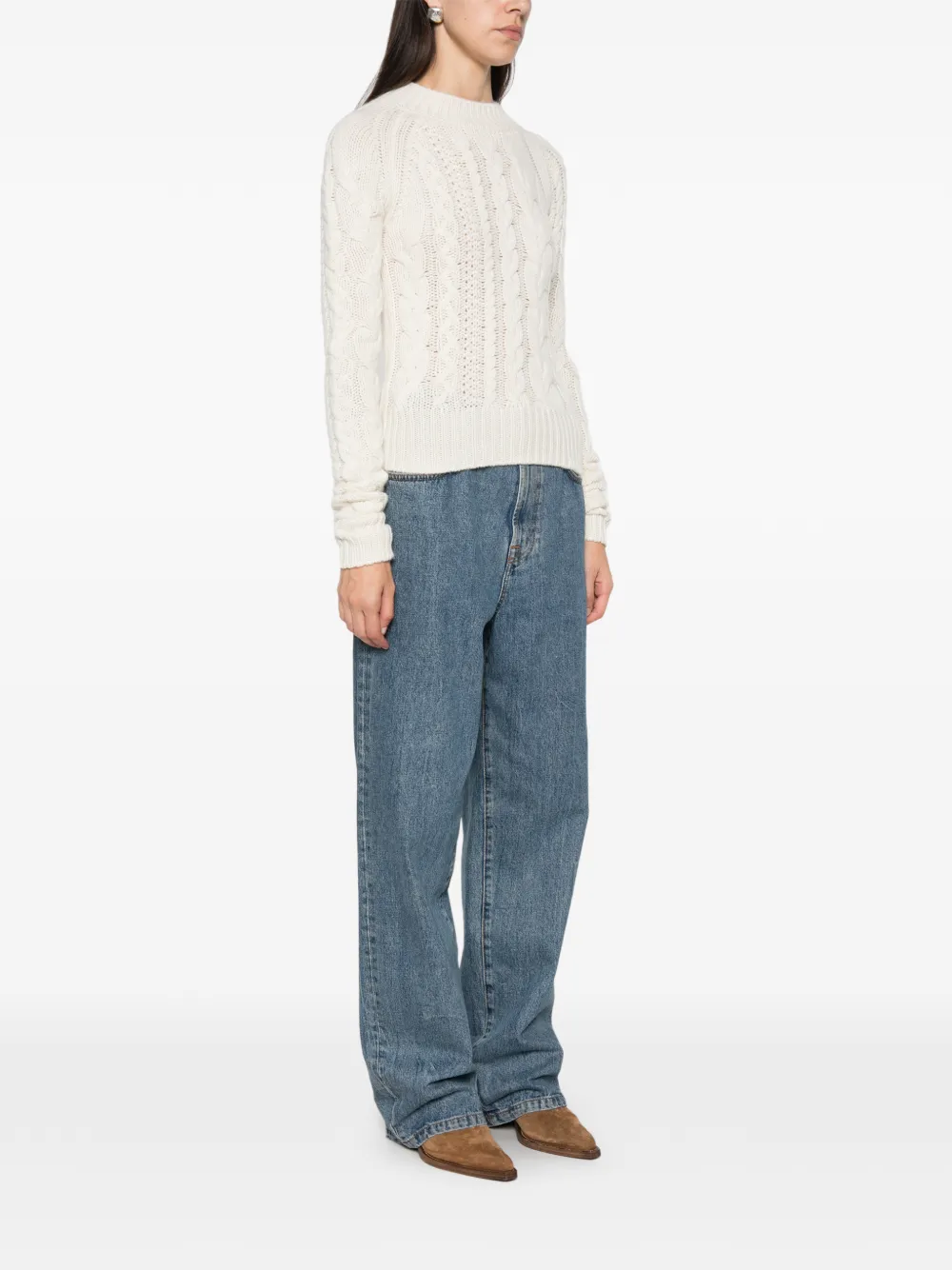 Ermanno Scervino Kabelgebreide trui Wit