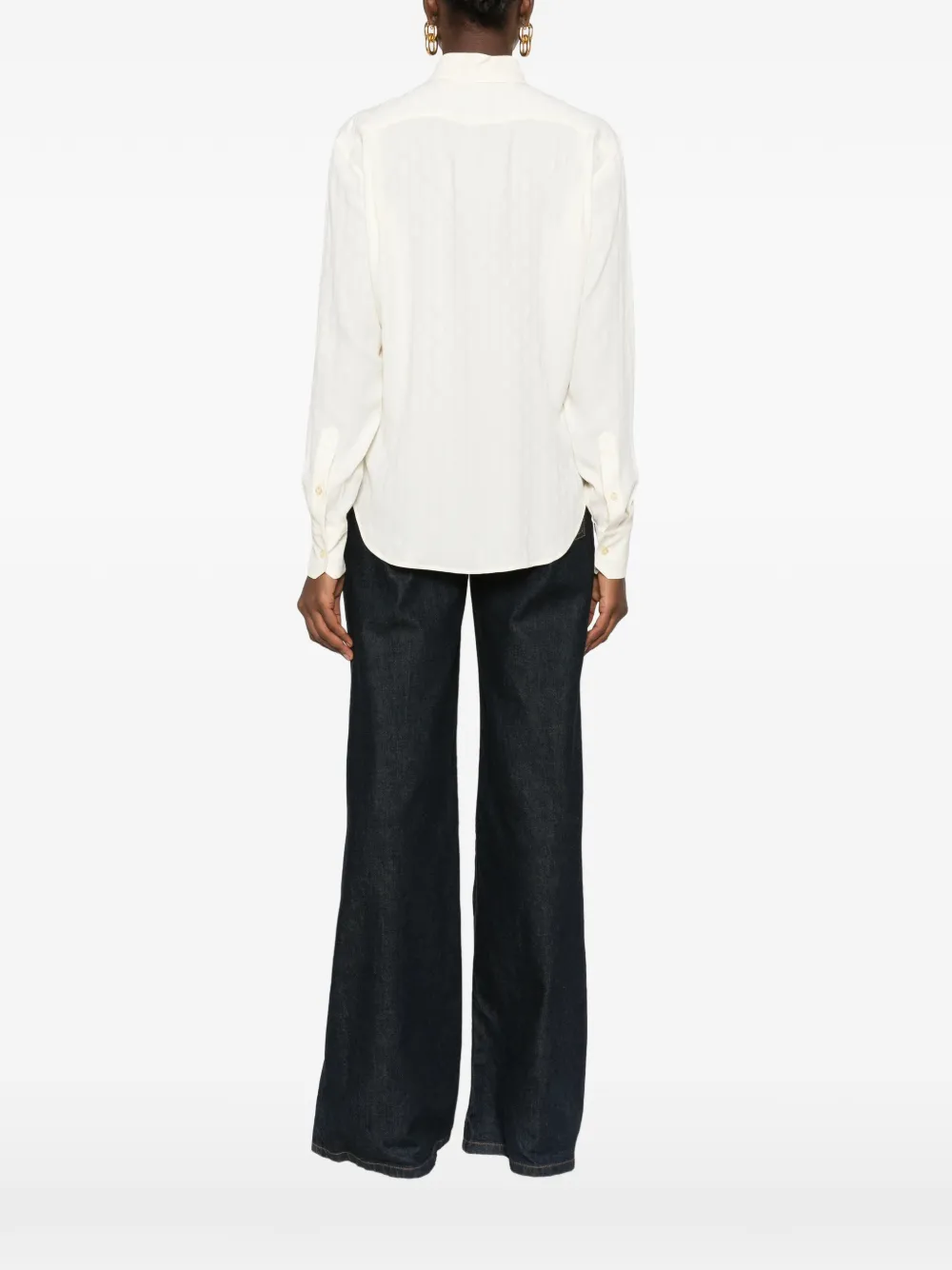 ETRO Blouse met paisley-jacquard en ruches Beige