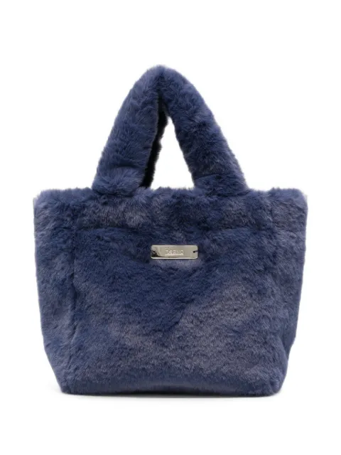 Herno faux-fur logo-plaque tote bag