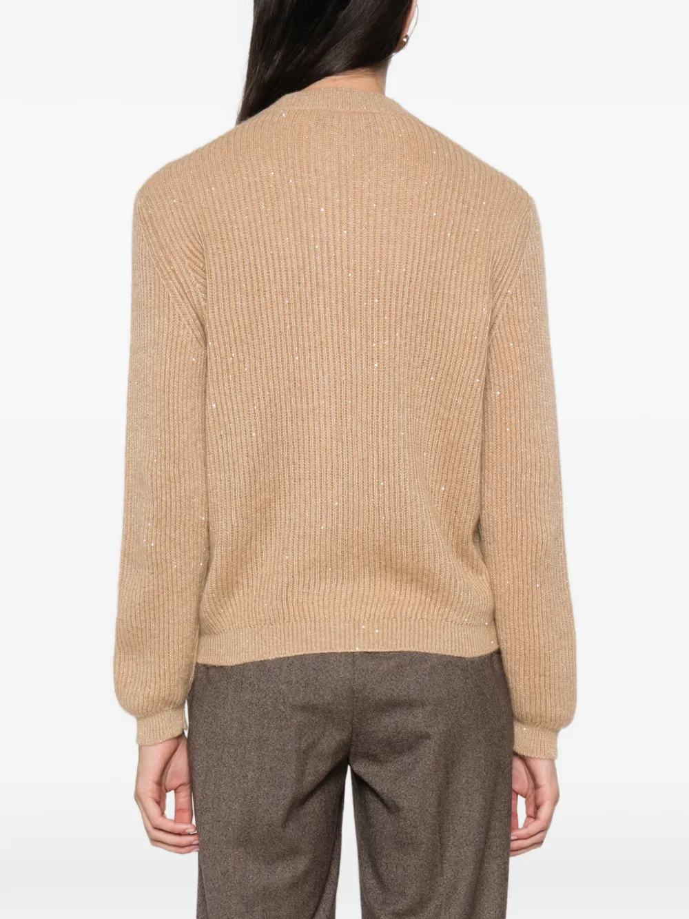 Fabiana Filippi sequin-embellished ribbed cardigan Beige