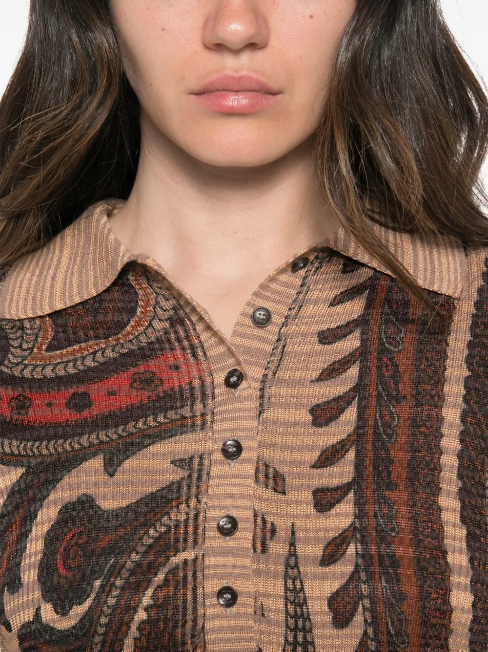 ETRO Maxi-jurk met paisley-print en polokraag Bruin