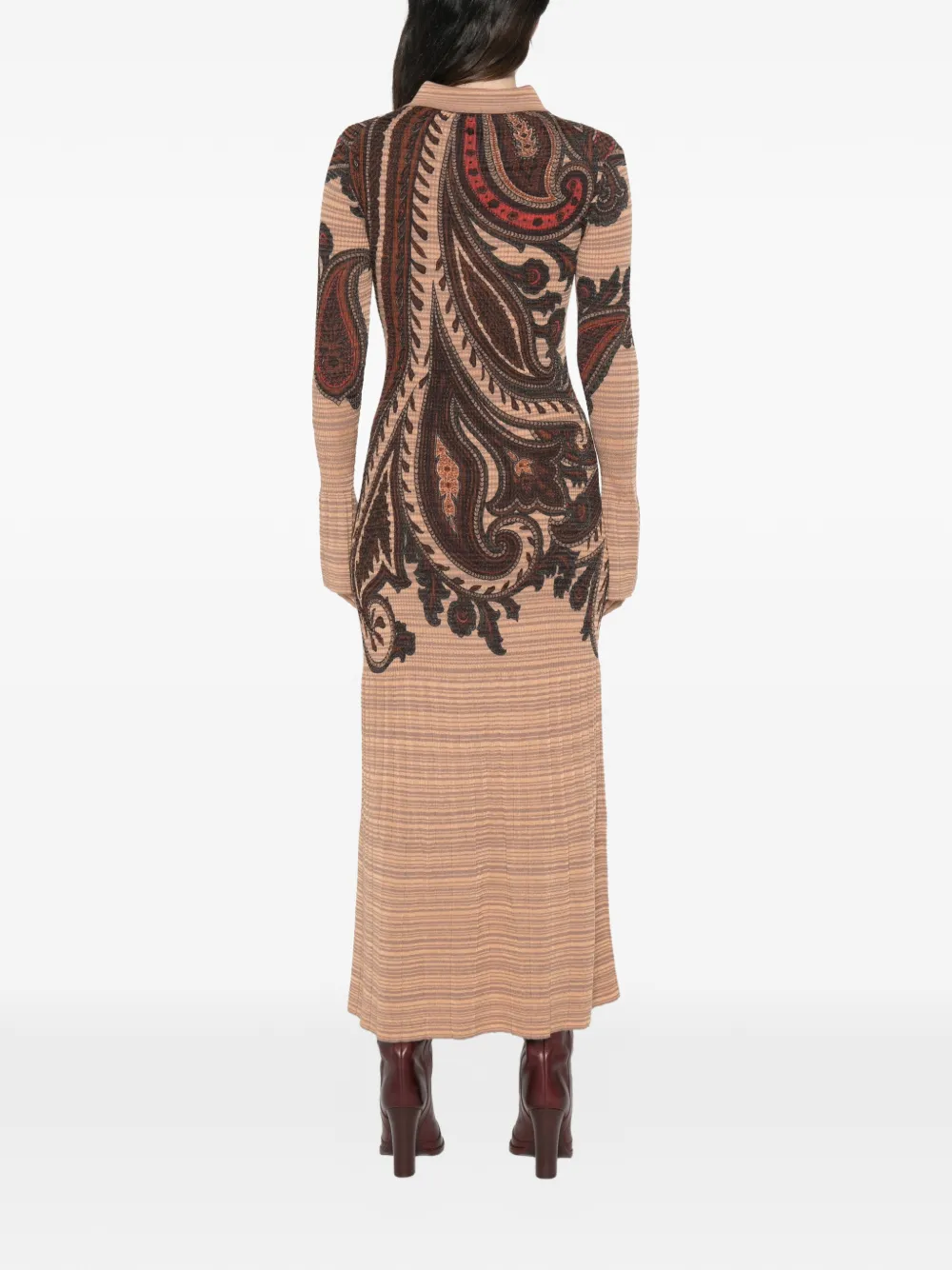 ETRO Maxi-jurk met paisley-print en polokraag Bruin