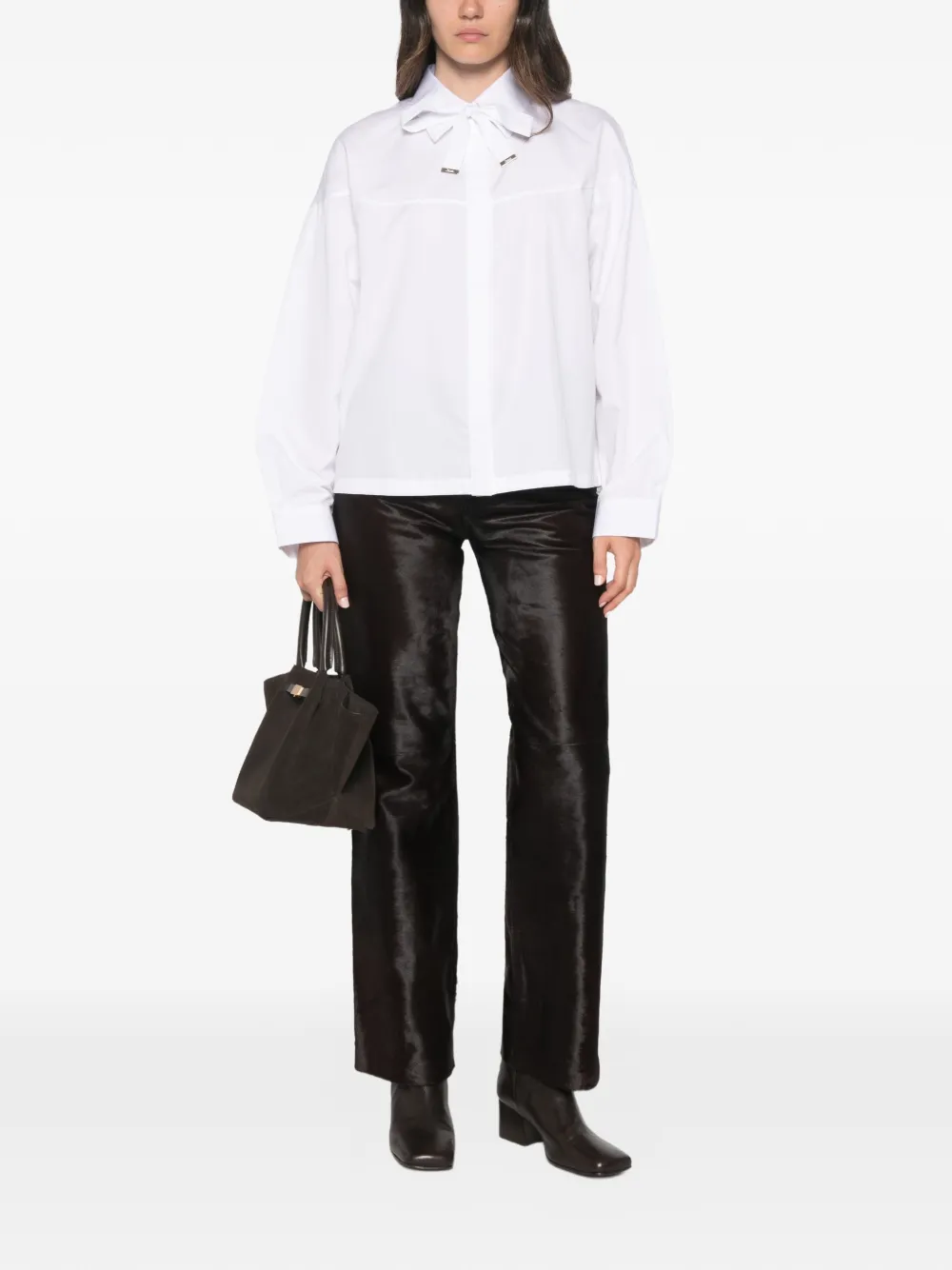 Herno pussy-bow long-sleeve shirt Wit