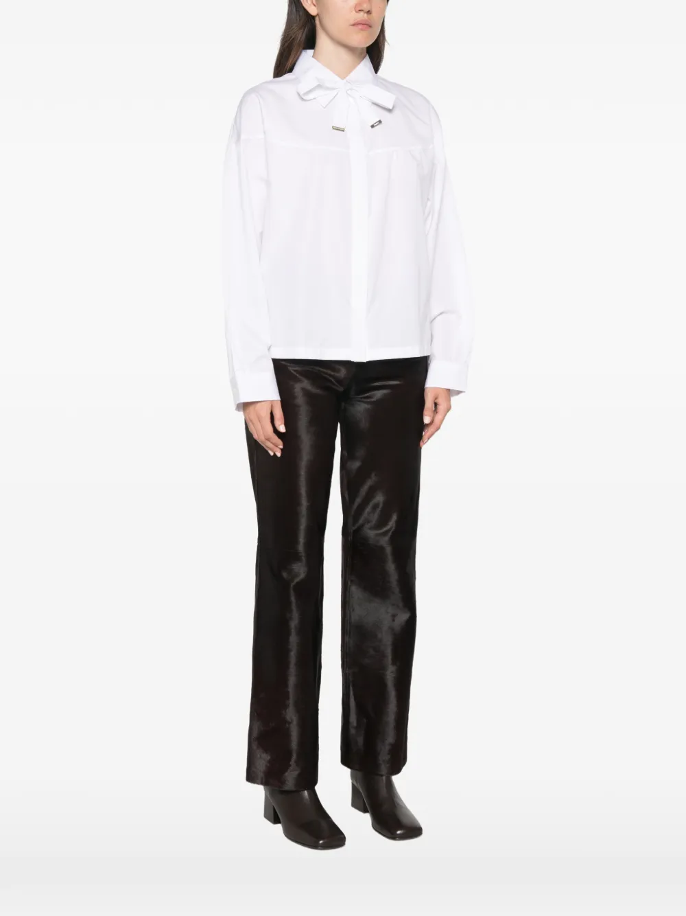 Herno pussy-bow long-sleeve shirt Wit