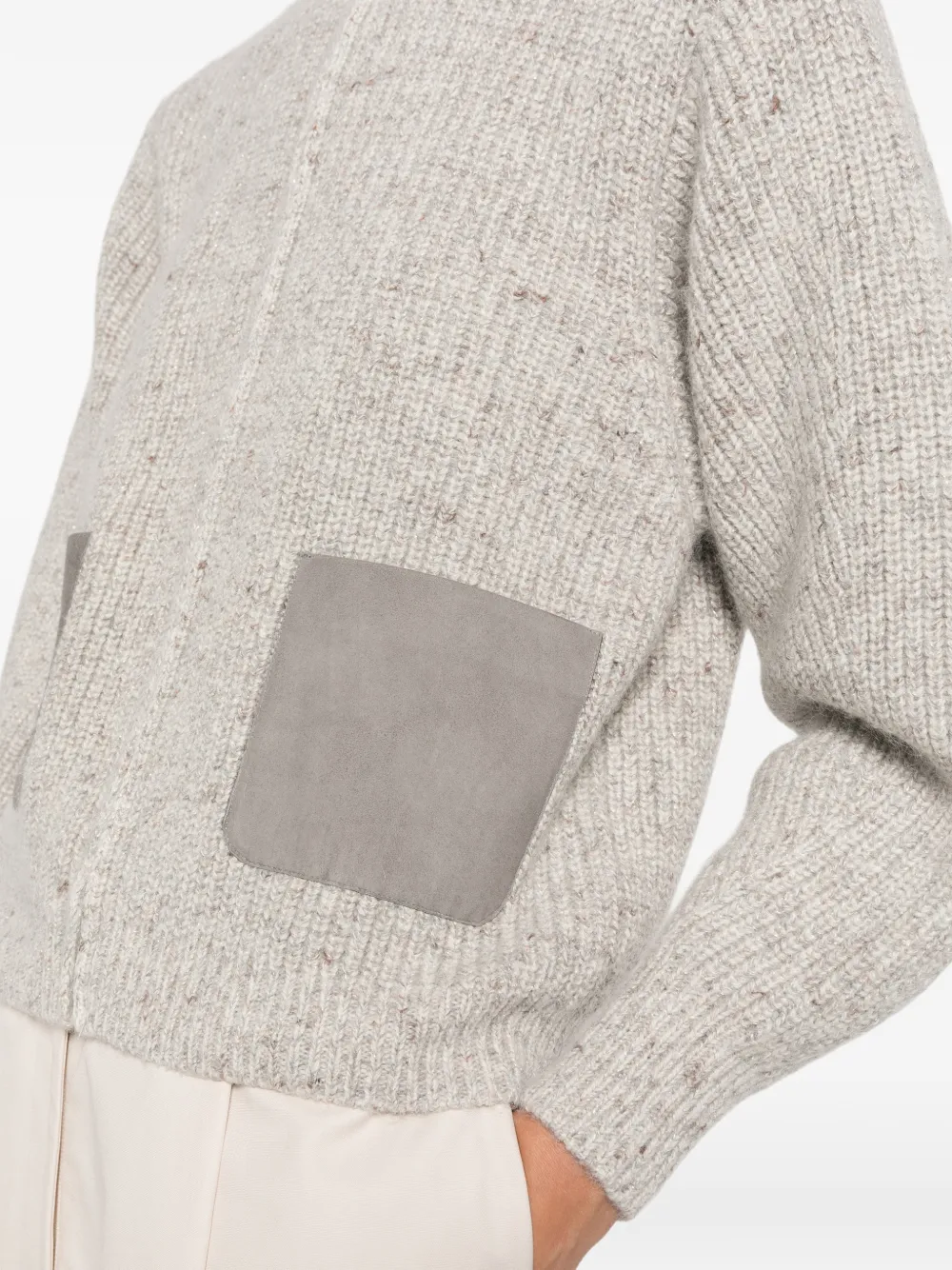 Fabiana Filippi patch-pocket zip-up cardigan Beige