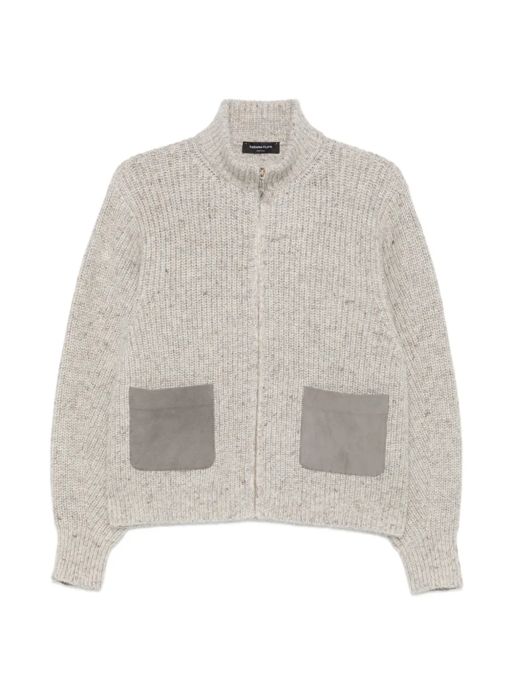 Fabiana Filippi patch-pocket zip-up cardigan Beige