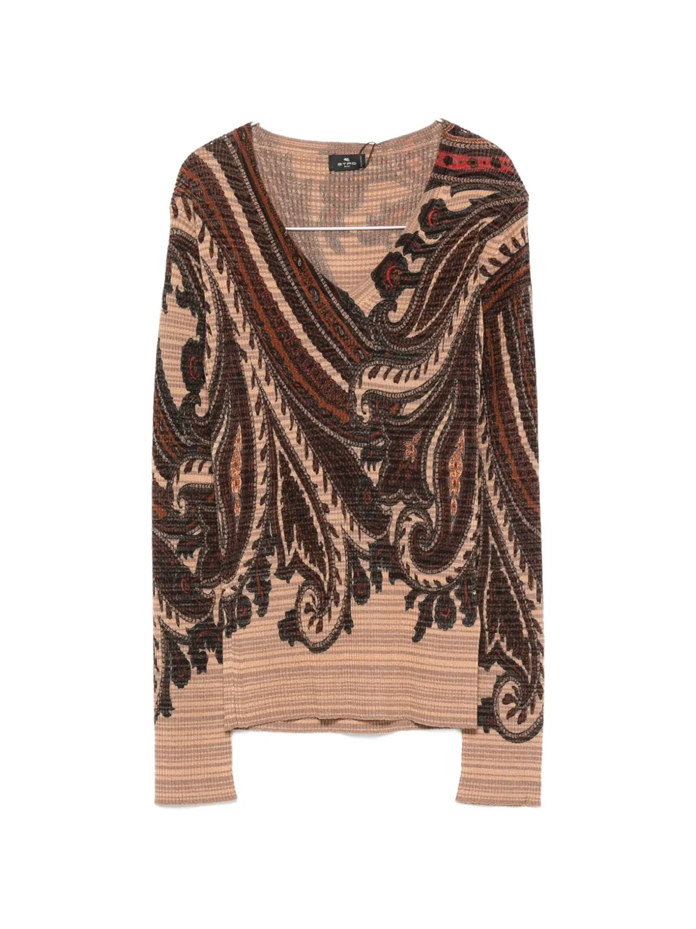 ETRO paisley-print V-neck sweater - Braun