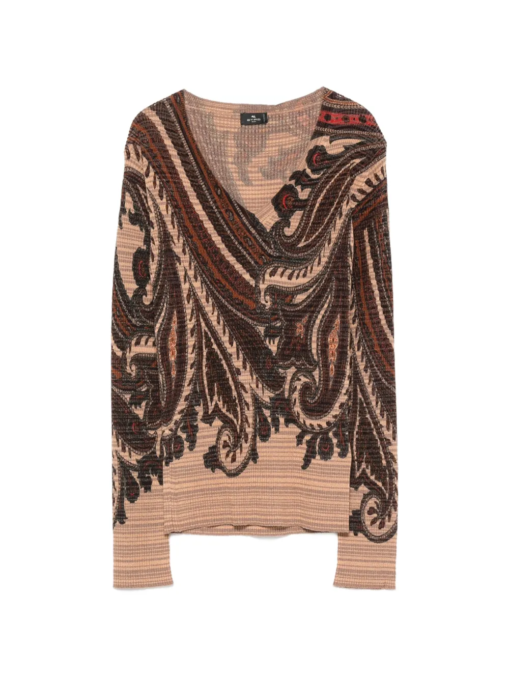 ETRO paisley-print V-neck sweater - Marrone