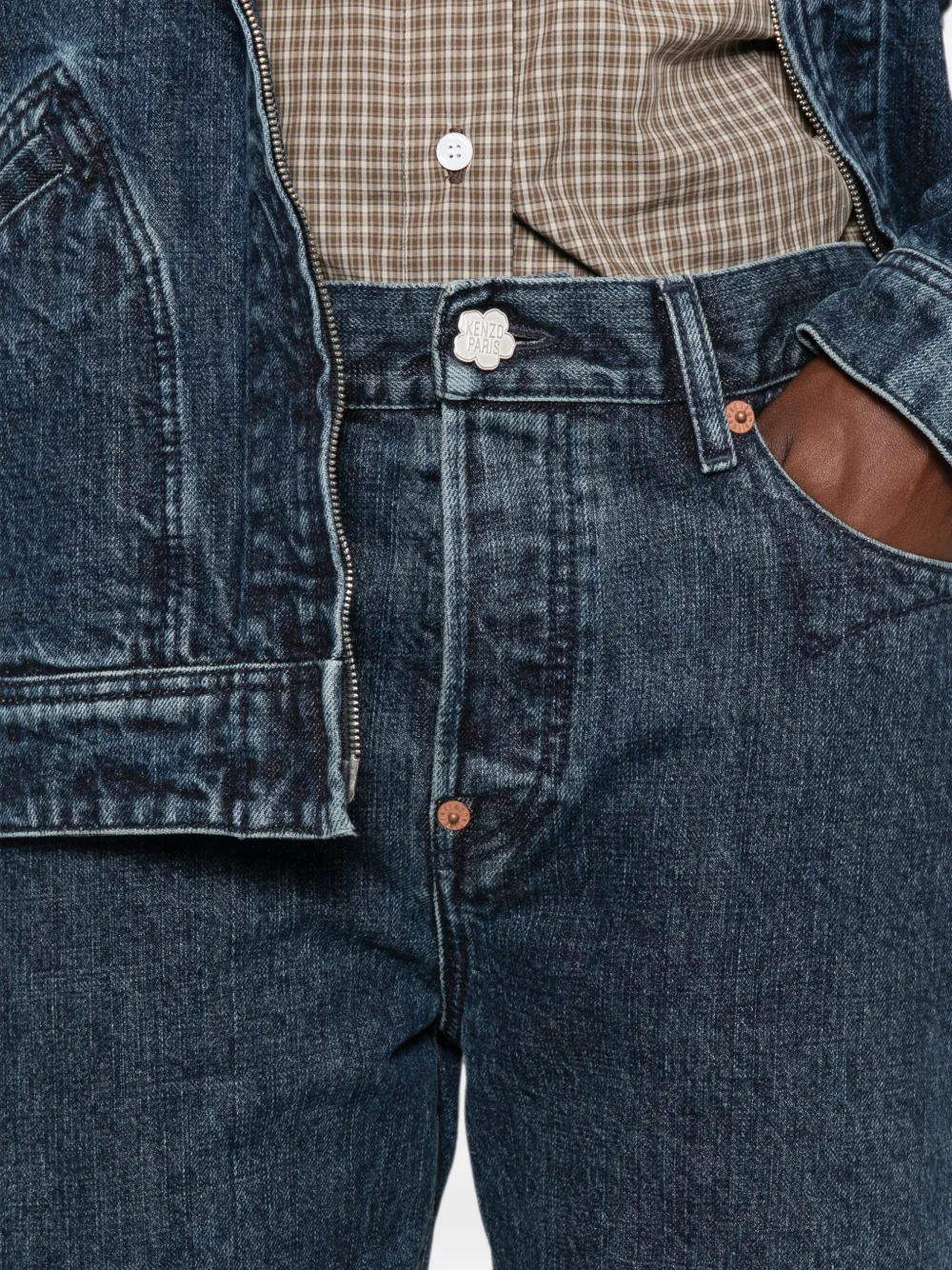 Kenzo Signature straight jeans met geborduurd logo Blauw