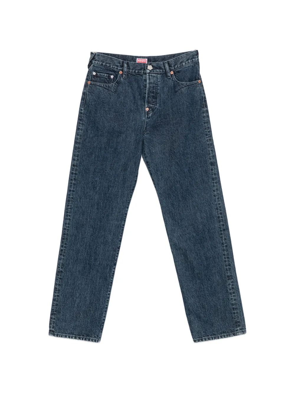 Kenzo Kenzo Signature logo-embroidered straight-leg jeans - Blu