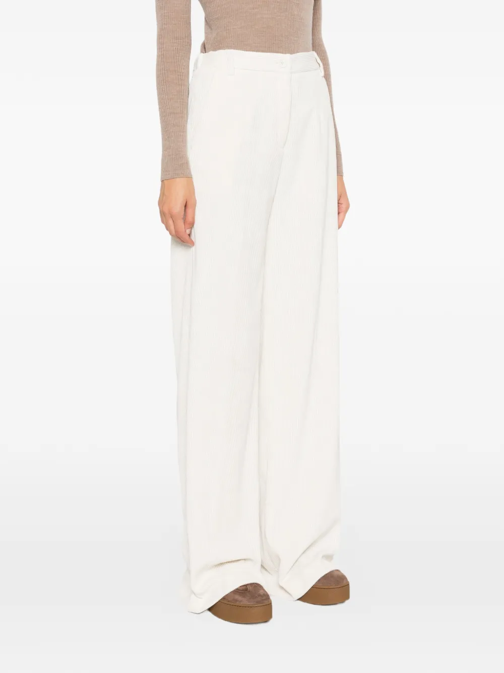 Herno Ribfluwelen plooibroek Beige
