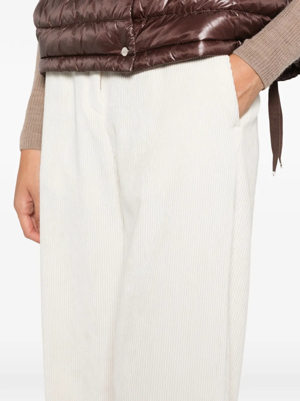 Herno Ribfluwelen plooibroek Beige