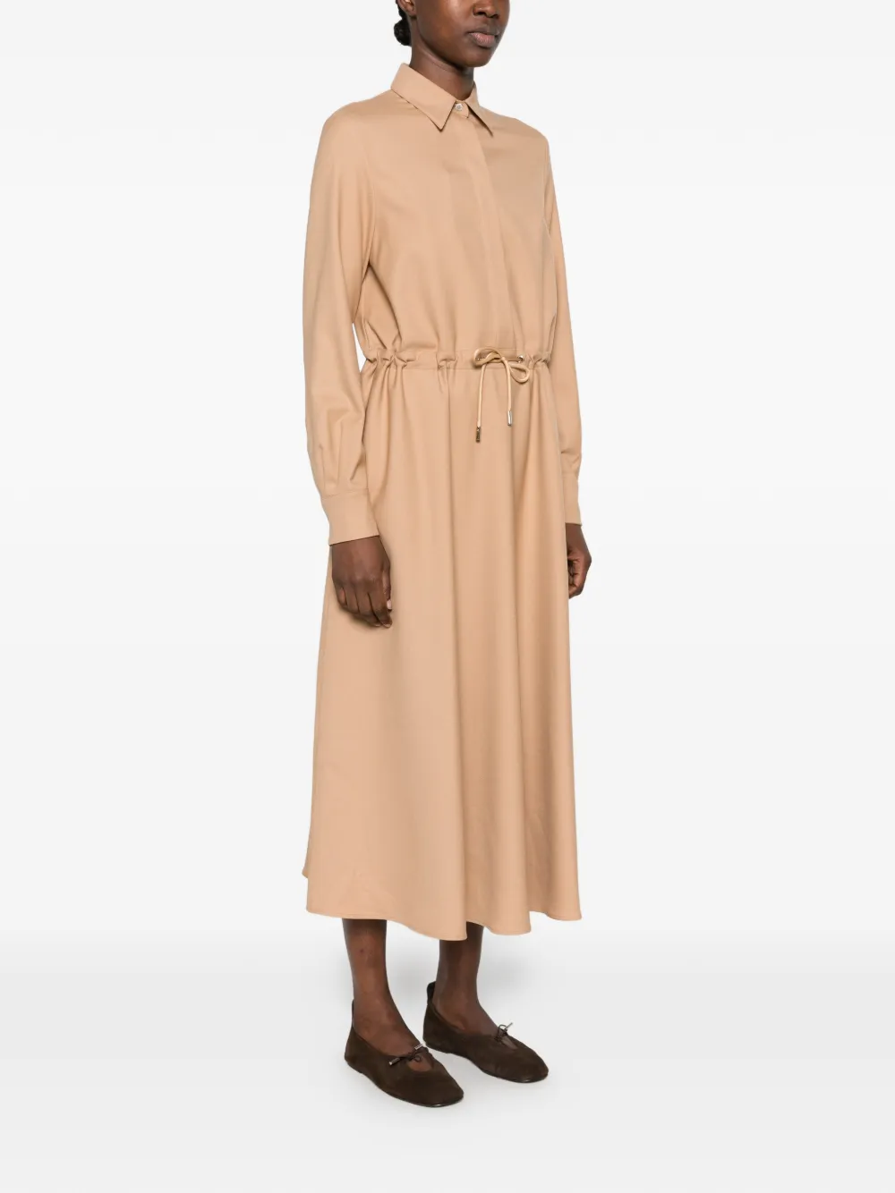 Herno Jurk met trekkoordtaille en lange mouwen Beige