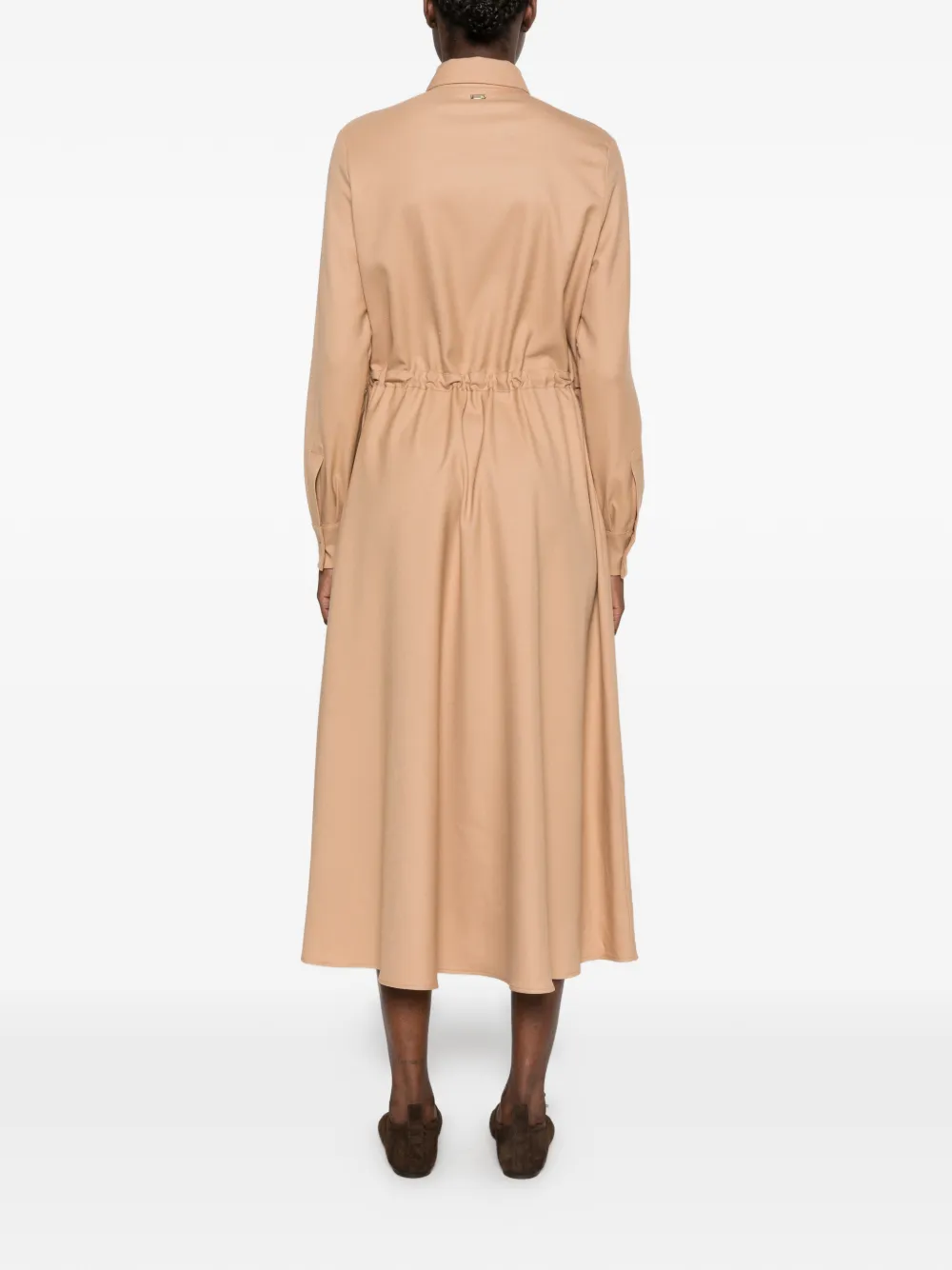 Herno Jurk met trekkoordtaille en lange mouwen Beige