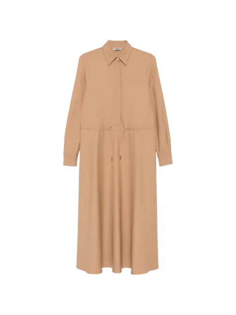 Herno drawstring-waist long-sleeve dress