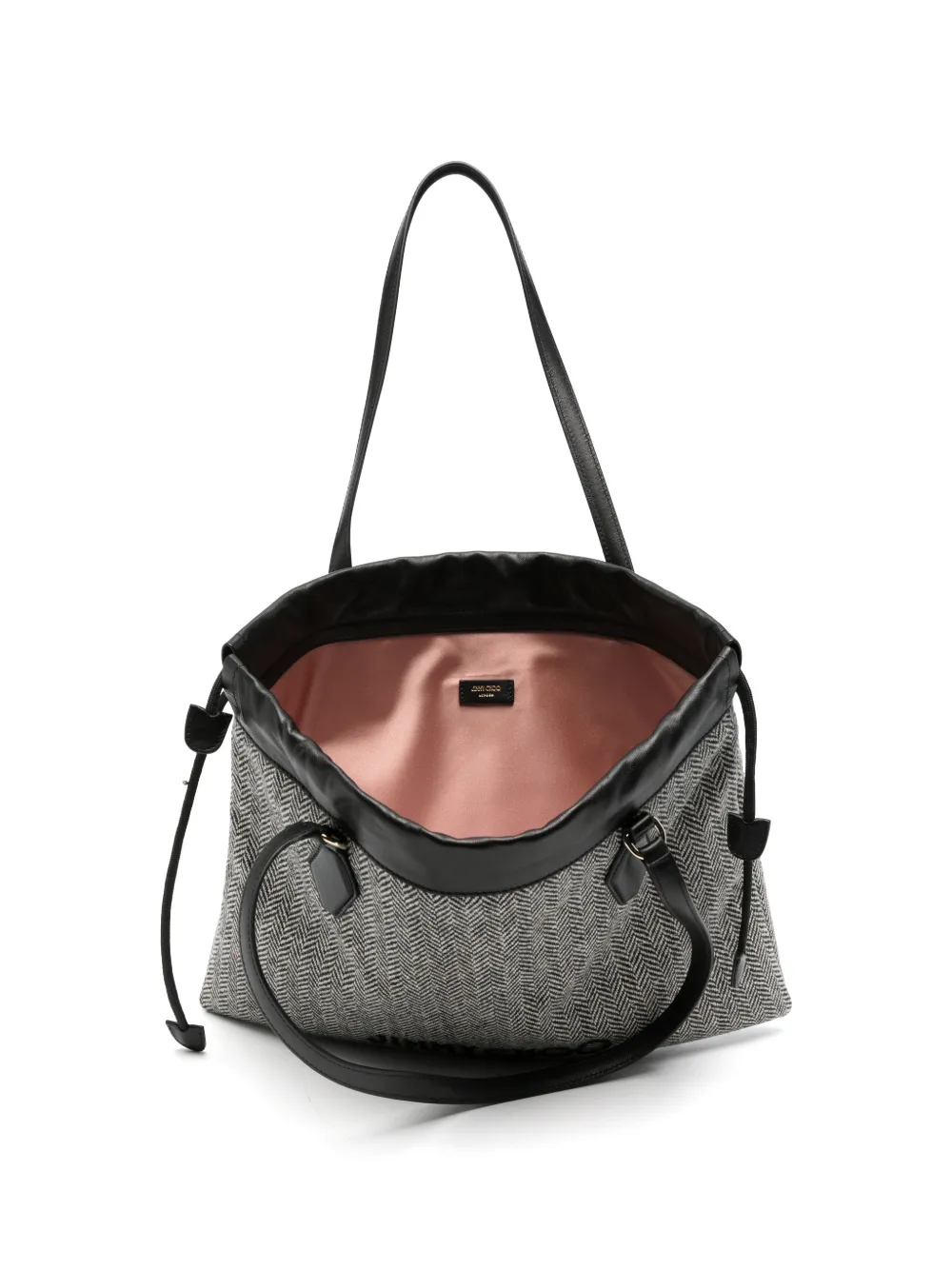 Jimmy Choo Schoudertas met trekkoord en visgraatpatroon Wit