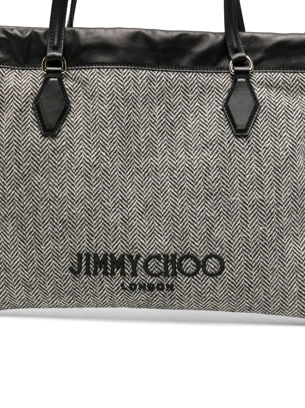 Jimmy Choo Schoudertas met trekkoord en visgraatpatroon Wit