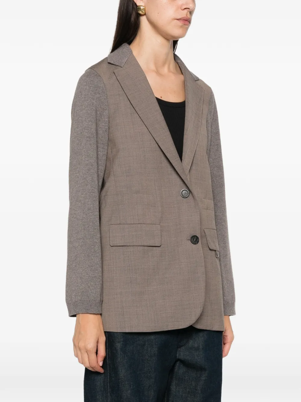 Fabiana Filippi Blazer met gekerfde revers en vlakken Bruin