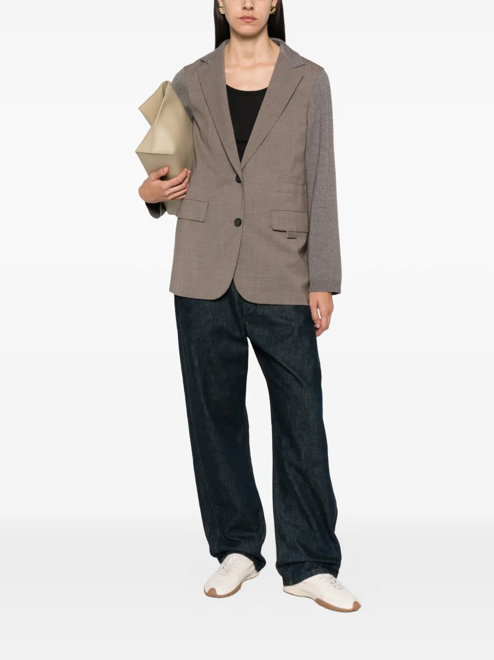Fabiana Filippi Blazer met gekerfde revers en vlakken Bruin