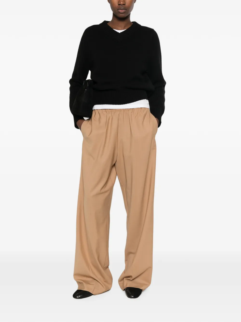 Fabiana Filippi Trevi palazzo broek met elastische taille Beige