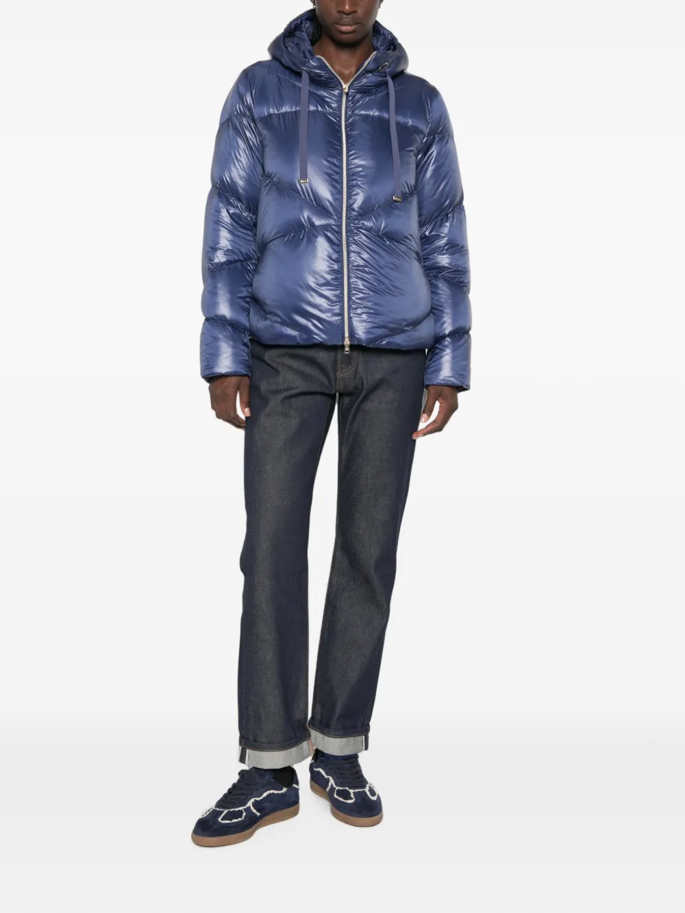 Herno Gevoerd jack met capuchon Blauw