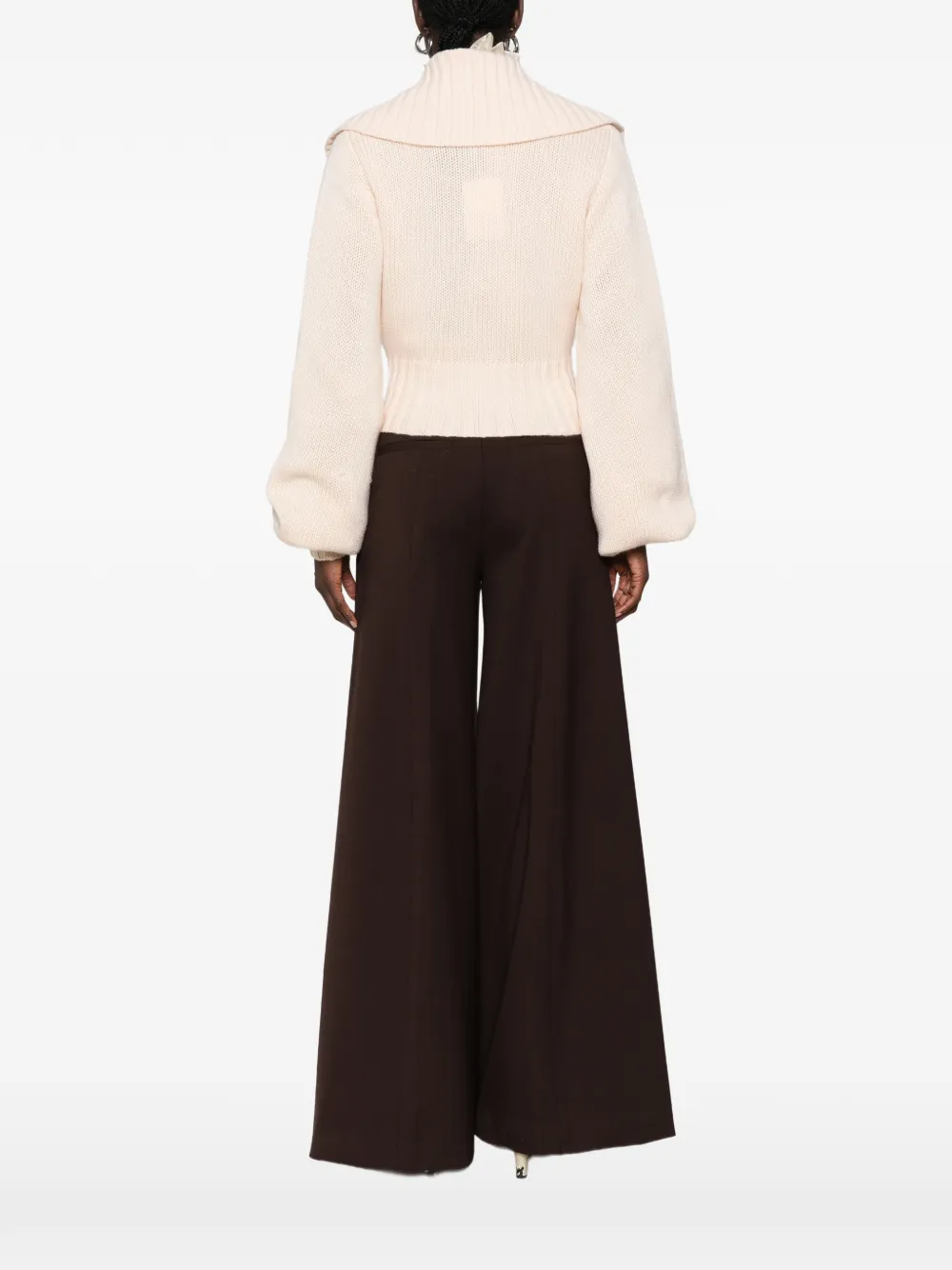 ZIMMERMANN ribbed-knit zip-fastening cardigan Beige