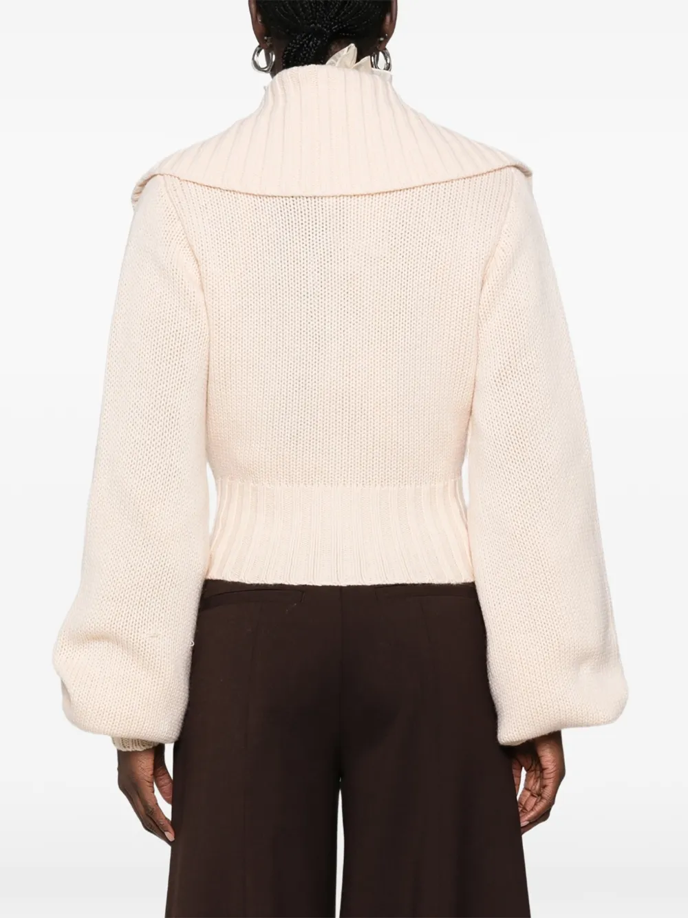 ZIMMERMANN Ribbed-knit Zip-fastening Cardigan in Neutrals, view 4