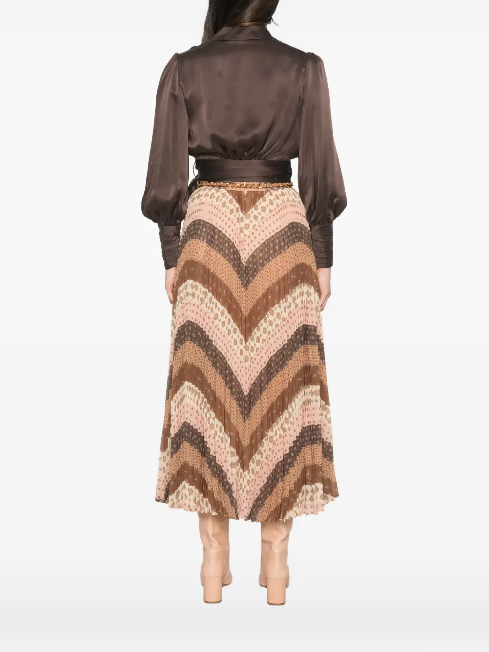 ZIMMERMANN Blouse met wikkel-design en bisschopmouwen Bruin
