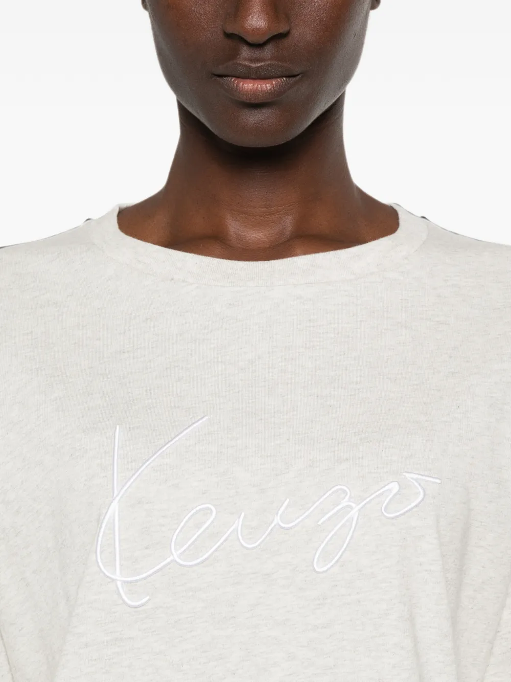 Kenzo Signature T-shirt met geborduurd logo en lange mouwen Grijs