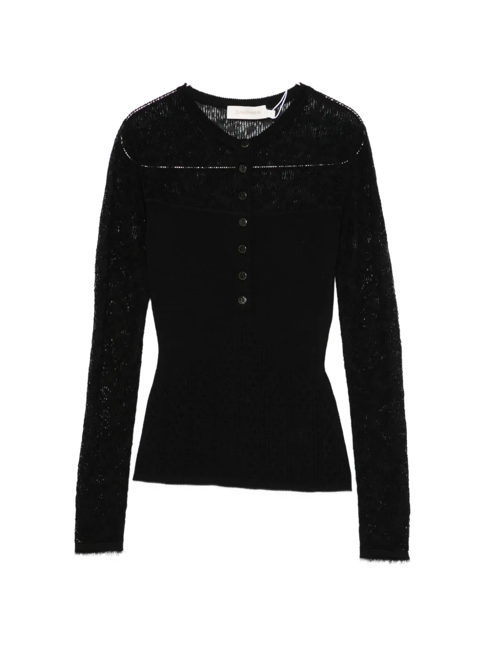 ZIMMERMANN lace-panelled ribbed-knit sweater - Blau