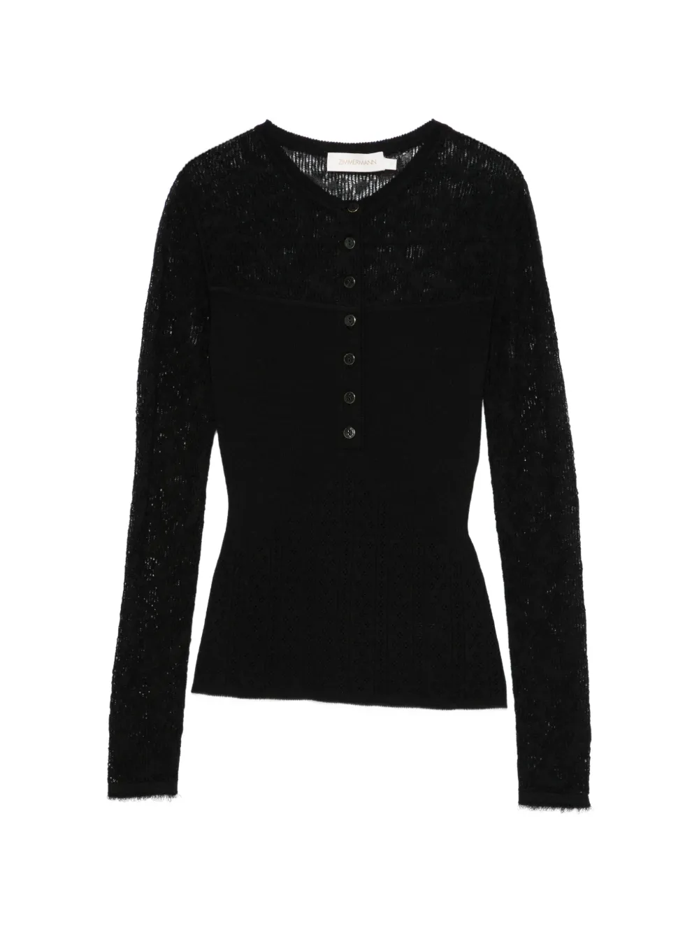 ZIMMERMANN lace-panelled ribbed-knit sweater - Blu