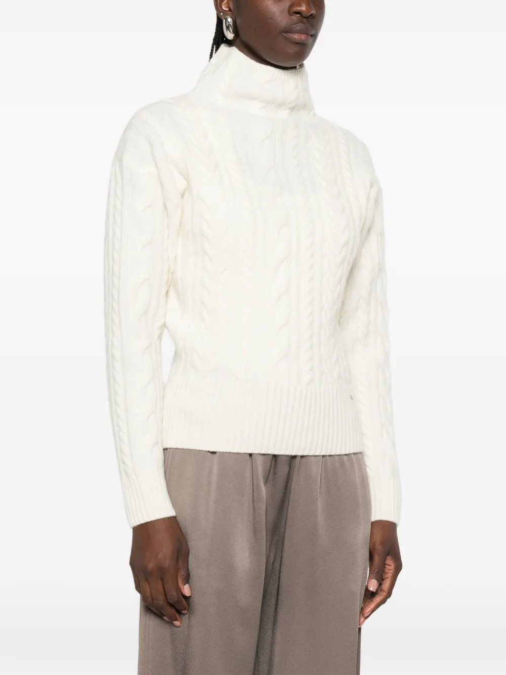 Herno Kabelgebreide coltrui Beige