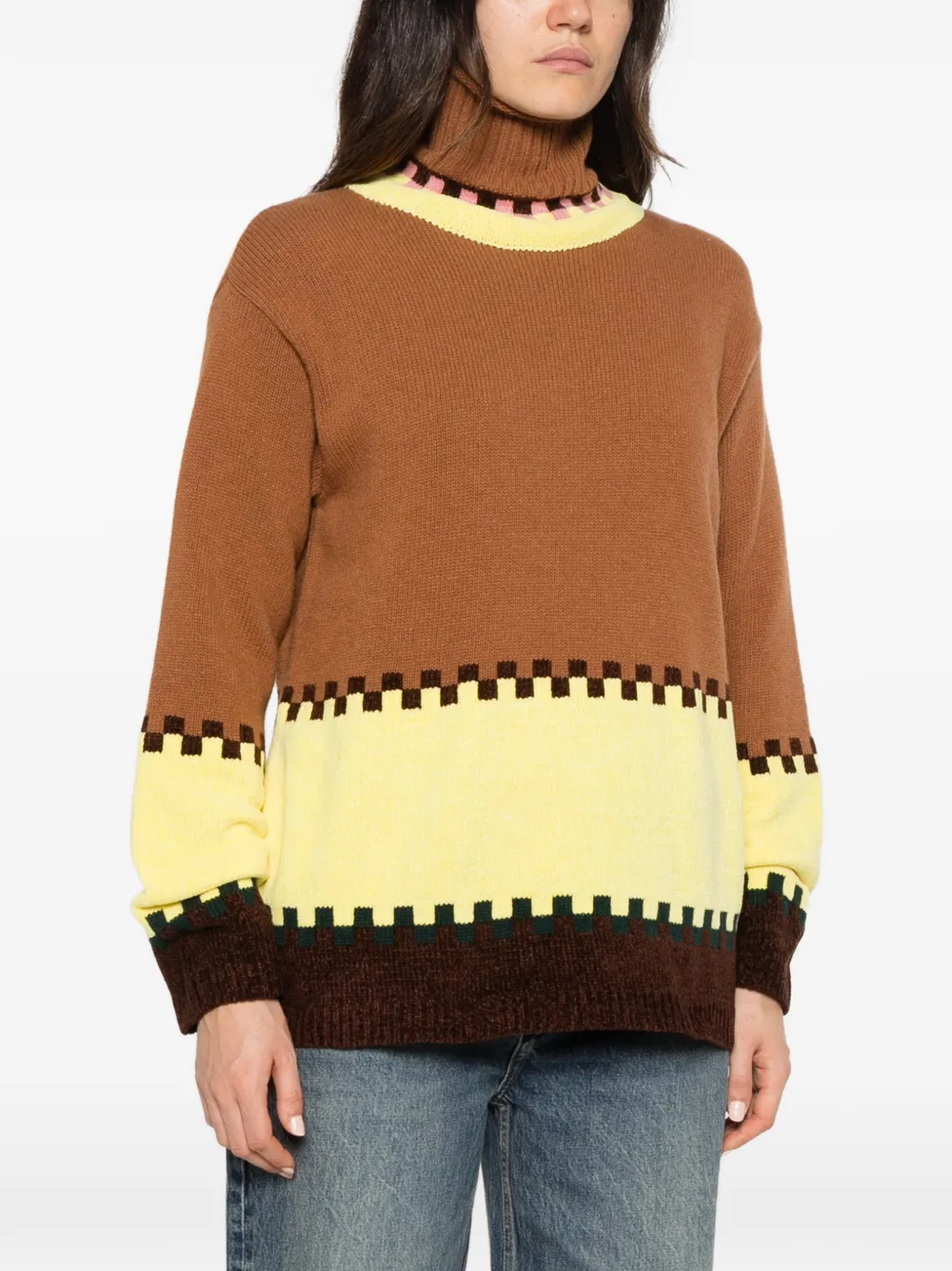 La DoubleJ colour-block intarsia-knit sweater Bruin