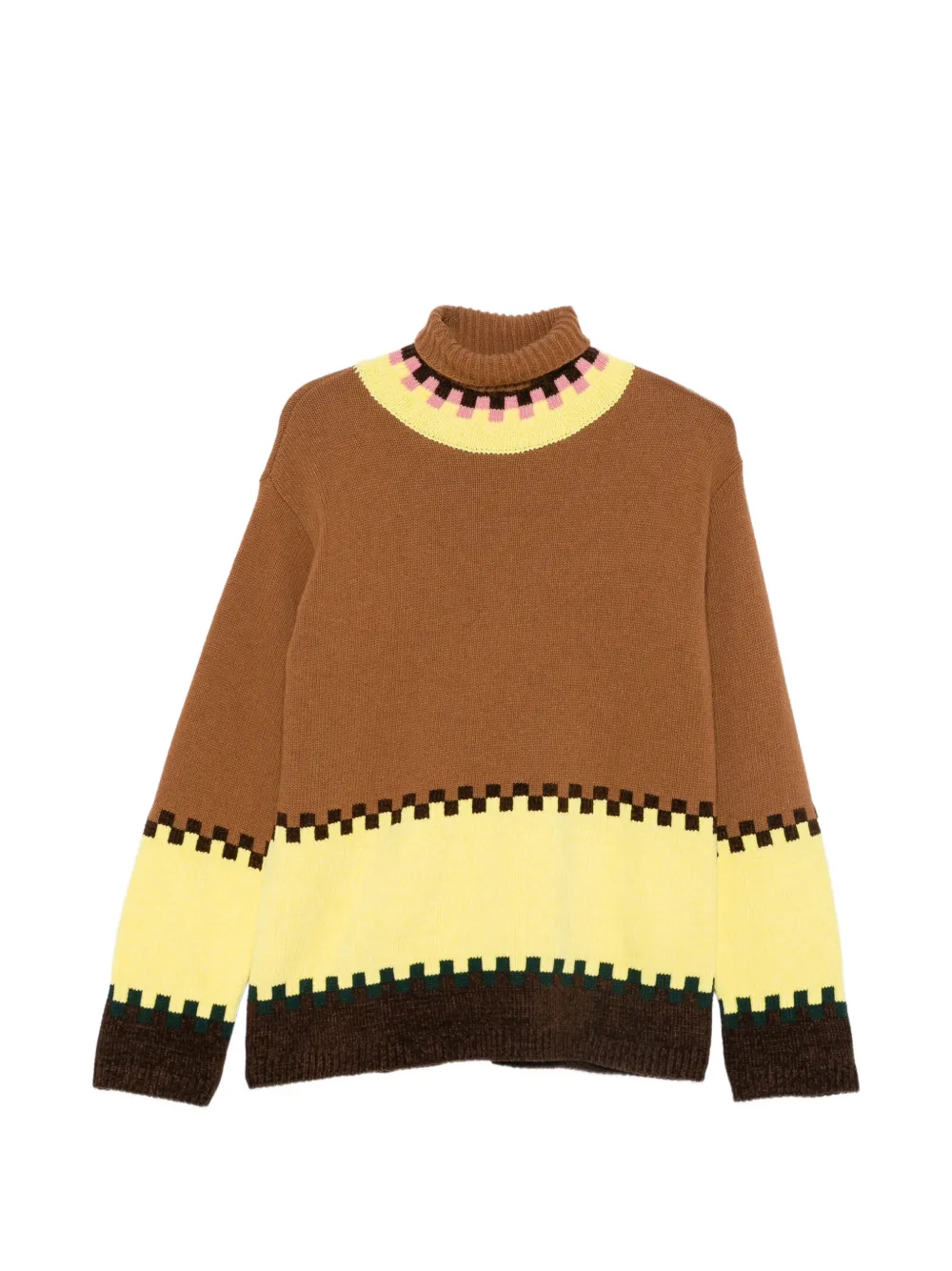 La DoubleJ colour-block intarsia-knit sweater Bruin