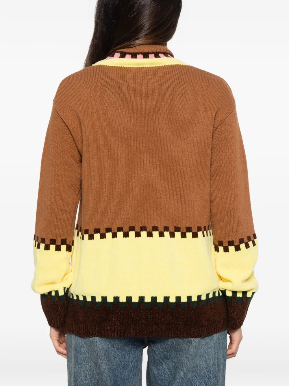 La DoubleJ colour-block intarsia-knit sweater Bruin