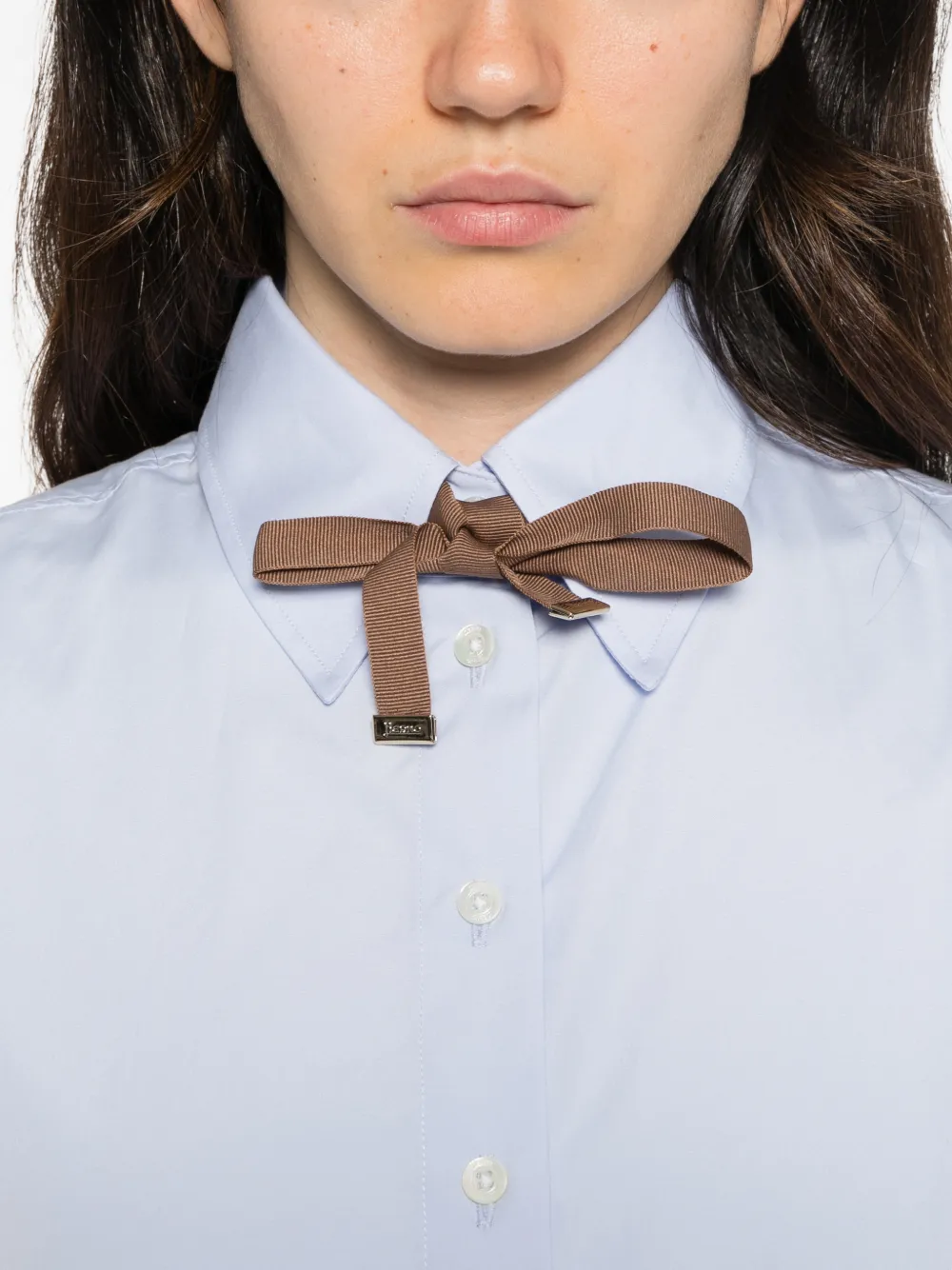 Herno bow-detail long-sleeve shirt Blauw