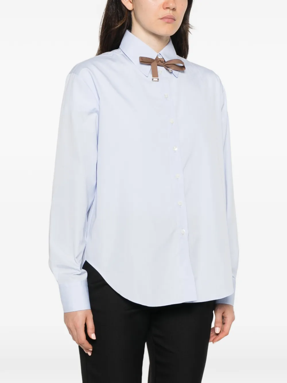 Herno bow-detail long-sleeve shirt Blauw