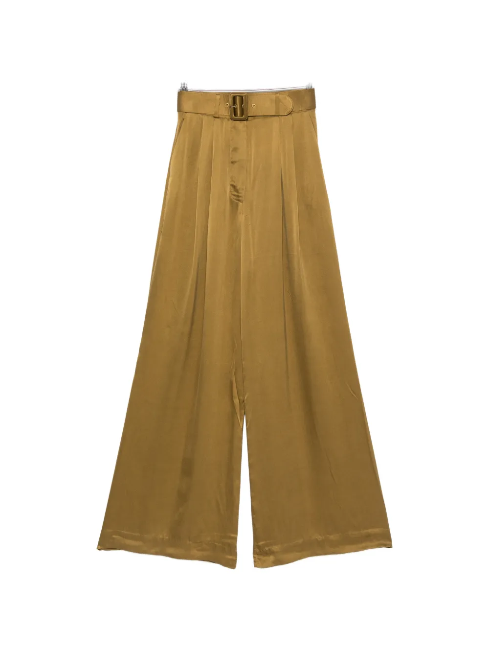 ZIMMERMANN Tuck belted satin-finish palazzo pants - Grün