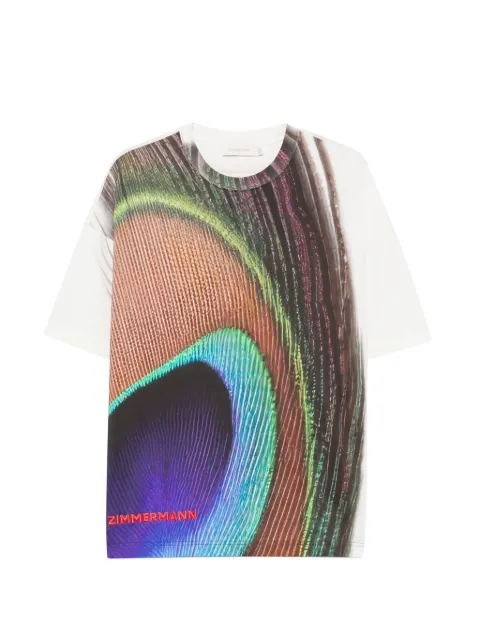 ZIMMERMANN peacock-print embroidered T-shirt