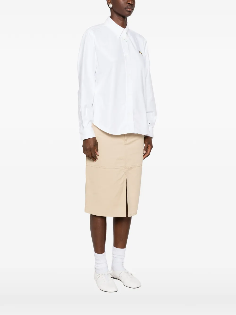 Kenzo Jumping Tiger embroidered button-down shirt Wit