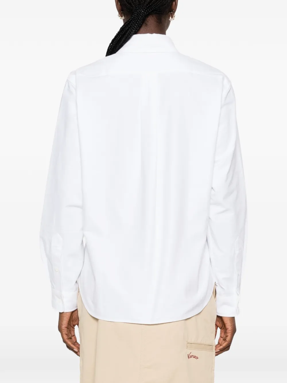 Kenzo Jumping Tiger embroidered button-down shirt Wit